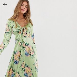 ASOS Design tie front MIDI dress in Vintage floral